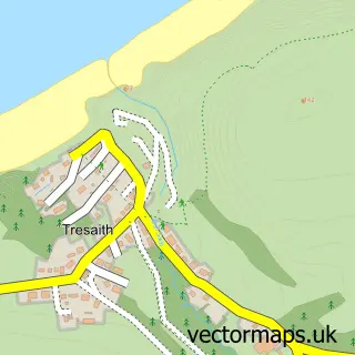 Street map sample of Tresaith, Dyfed