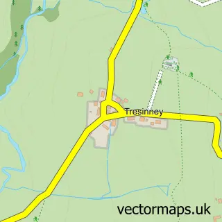 Street map sample of Tresinney, Cornwall