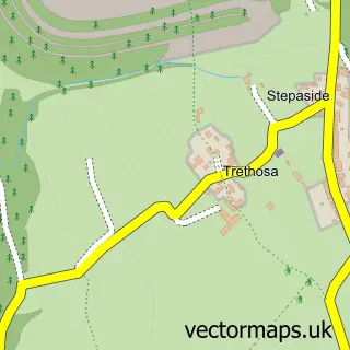 Street map sample of Trethosa, Cornwall