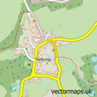 Street map sample of Trethurgy, Cornwall