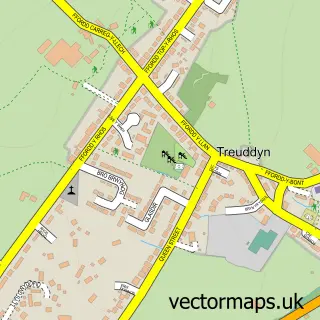 Street map sample of Treuddyn, Clwyd