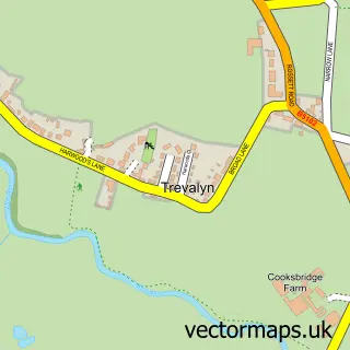 Street map sample of Trevalyn, Clwyd