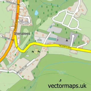 Street map sample of Treverbyn, Cornwall