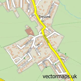 Street map sample of Trevone, Cornwall