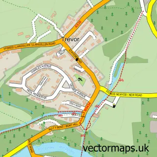 Street map sample of Trevor, Clwyd