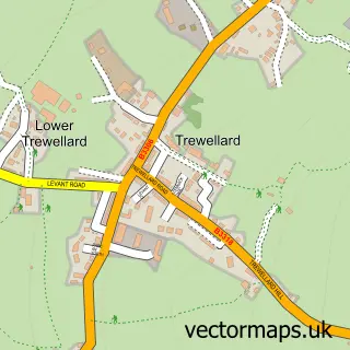 Street map sample of Trewellard, Cornwall