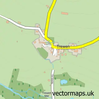 Street map sample of Trewen, Cornwall