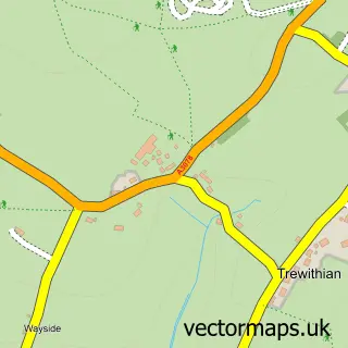 Street map sample of Trewithian, Cornwall