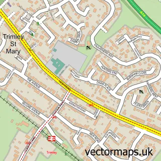 Street map sample of Trimley St Mary, Suffolk