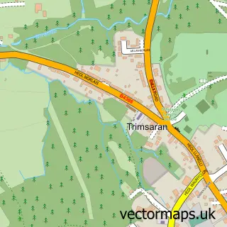 Street map sample of Trimsaran, Dyfed