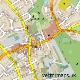Street map sample of Tring, Hertfordshire