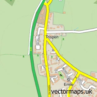 Street map sample of Trispen, Cornwall