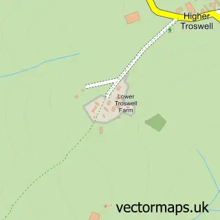 Street map sample of Troswell, Cornwall