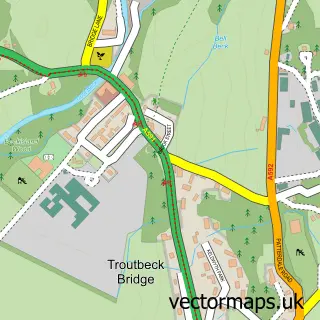 Street map sample of Troutbeck Bridge, Cumbria
