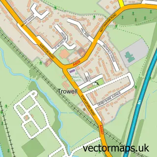 Street map sample of Trowell, Nottinghamshire