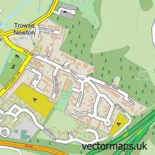 Street map sample of Trowse, Norfolk