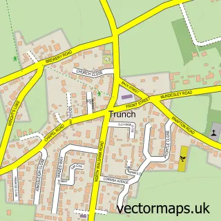 Street map sample of Trunch, Norfolk
