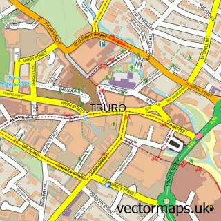 Street map sample of Truro, Cornwall