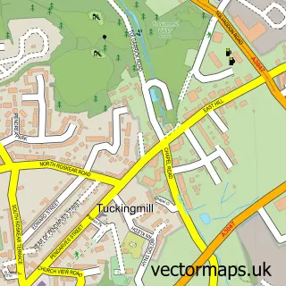 Street map sample of Tuckingmill, Cornwall