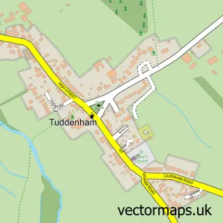 Street map sample of Tuddenham, Suffolk