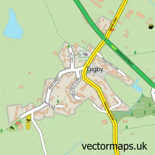 Street map sample of Tugby, Leicestershire