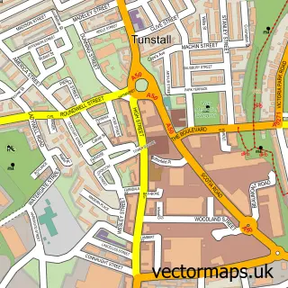 Street map sample of Tunstall, Staffordshire