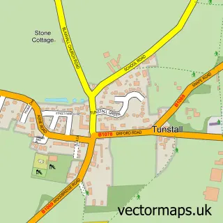Street map sample of Tunstall, Suffolk