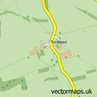 Street map sample of Tunstead, Derbyshire