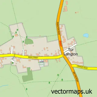Street map sample of Tur Langton, Leicestershire