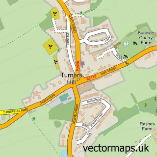 Street map sample of Turners Hill, West Sussex