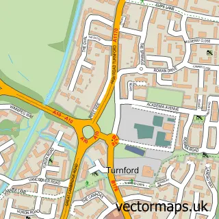 Street map sample of Turnford, Hertfordshire