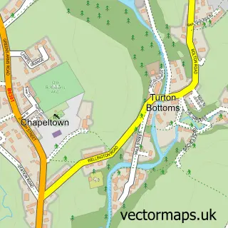 Street map sample of Turton Bottoms, Lancashire