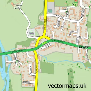 Street map sample of Turvey, Bedfordshire