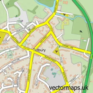 Street map sample of Tutbury, Staffordshire