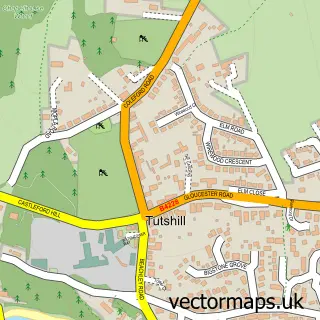 Street map sample of Tutshill, Gloucestershire