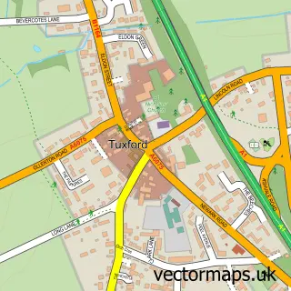Street map sample of Tuxford, Nottinghamshire