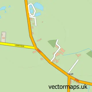 Street map sample of Twatt, Orkney