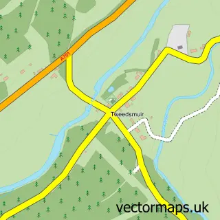 Street map sample of Tweedsmuir, Tweeddale