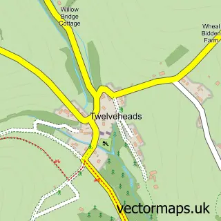Street map sample of Twelveheads, Cornwall
