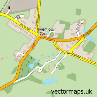 Street map sample of Twemlow Green, Cheshire