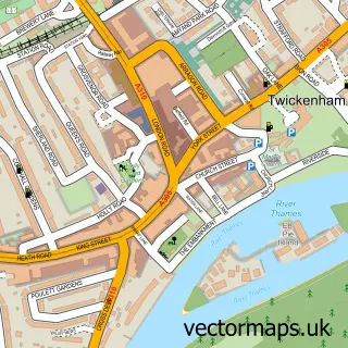 Street map sample of Twickenham, Greater London