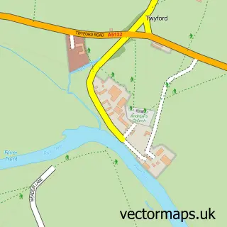 Street map sample of Twyford, Derbyshire