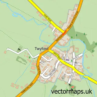 Street map sample of Twyford, Leicestershire
