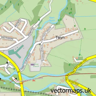 Street map sample of Twyn, Dyfed
