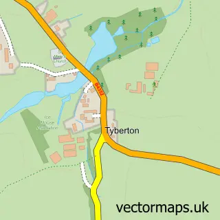 Street map sample of Tyberton, Herefordshire