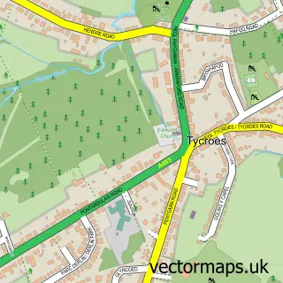Street map sample of Tycroes, Dyfed
