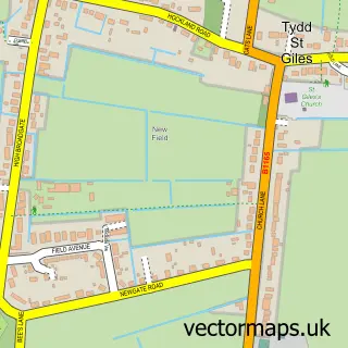 Street map sample of Tydd St Giles, Cambridgeshire