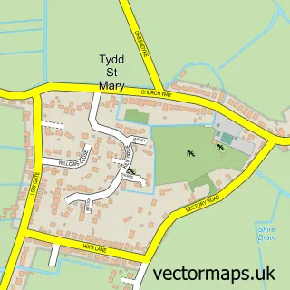 Street map sample of Tydd St Mary, Lincolnshire