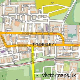 Street map sample of Tyldesley, Greater Manchester