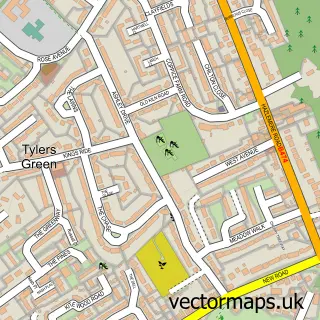 Street map sample of Tylers Green, Buckinghamshire